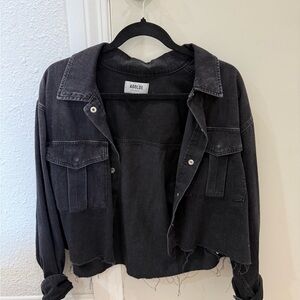 Agolde Distressed Black Jean Jacket